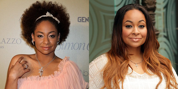  actress Raven Simone with and without hair extensions