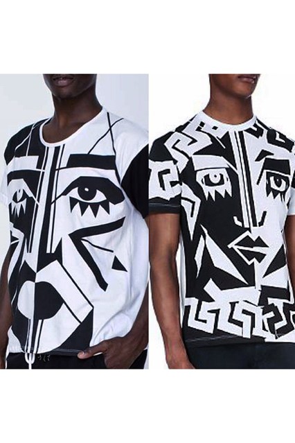 Kesh's T-shirt, left, and Versace's version, right (picture credit: Kesh / Instagram)